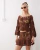 Reclaimed Vintage Reclaimed Vintage Limited Edition hand crochet mini skirt in chocolate brown - part of a set - 1