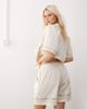 Reclaimed Vintage Reclaimed Vintage Limited Edition Unisex mid length shorts with floral embroidery in cream-White - 3