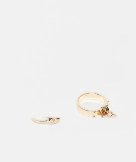 Reclaimed Vintage Reclaimed vintage locket rings 2 pack in gold tone