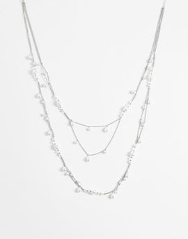 Reclaimed Vintage Reclaimed Vintage long line layered pearl necklace in silver
