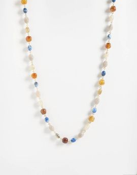 Reclaimed Vintage Reclaimed Vintage long line tonal beaded necklace in gold-Multi