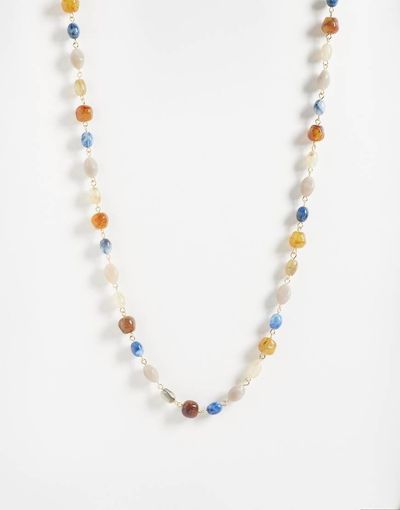 Reclaimed Vintage Reclaimed Vintage long line tonal beaded necklace in gold-Multi