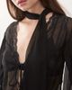 Reclaimed Vintage Reclaimed Vintage long sleeve sheer day top with lace trim and skinny scarf in black - 2