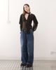 Reclaimed Vintage Reclaimed Vintage long sleeve sheer day top with lace trim and skinny scarf in black - 3