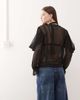 Reclaimed Vintage Reclaimed Vintage long sleeve sheer day top with lace trim and skinny scarf in black - 4