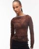 Reclaimed Vintage Reclaimed Vintage long sleeve top in chocolate brown lace - 1