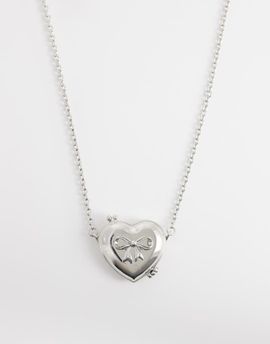 Reclaimed Vintage Reclaimed Vintage longline necklace with heart mirror locket in silver