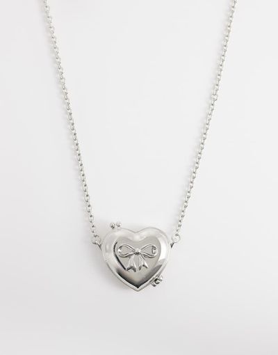 Reclaimed Vintage Reclaimed Vintage longline necklace with heart mirror locket in silver