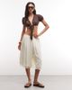 Reclaimed Vintage Reclaimed Vintage longline satin shorts with lace trim in ecru-White - 1