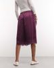 Reclaimed Vintage Reclaimed Vintage longline satin shorts with lace trim in plum-White - 3