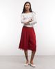 Reclaimed Vintage Reclaimed Vintage longline satin shorts with lace trim in red-White - 1
