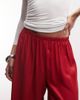 Reclaimed Vintage Reclaimed Vintage longline satin shorts with lace trim in red-White - 4