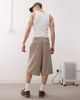Reclaimed Vintage Reclaimed Vintage longline tailored shorts in beige pinstripes-Gray - 4