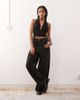 Reclaimed Vintage Reclaimed Vintage low plunge halterneck top with waist tie in black - 2