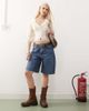 Reclaimed Vintage Reclaimed Vintage low rise baggy denim jorts in mid blue wash - 1