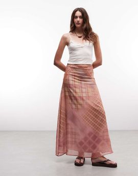 Reclaimed Vintage Reclaimed Vintage maxi skirt in spliced plaid-Multi