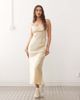 Reclaimed Vintage Reclaimed Vintage maxi slip dress with contrast pink trim in cream-White - 3
