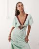 Reclaimed Vintage Reclaimed Vintage maxi tea dress with keyhole and contrast lace in mint green - 4