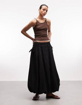 Reclaimed Vintage Reclaimed Vintage midi bubble skirt with side ties in black