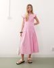 Reclaimed Vintage Reclaimed Vintage midi summer dress with angel sleeves and seam details in pink - 1