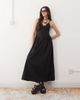 Reclaimed Vintage Reclaimed Vintage midi summer dress with hip seam details in black - 1
