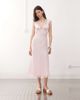 Reclaimed Vintage Reclaimed Vintage midi tea dress with lace inserts in baby pink-Multi - 1