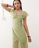 Reclaimed Vintage Reclaimed Vintage midi tea dress with lace panels and flutter sleeves in pastel green-Multi - 2