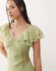 Reclaimed Vintage Reclaimed Vintage midi tea dress with lace panels and flutter sleeves in pastel green-Multi - 3