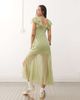Reclaimed Vintage Reclaimed Vintage midi tea dress with lace panels and flutter sleeves in pastel green-Multi - 4