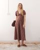 Reclaimed Vintage Reclaimed Vintage midi tea dress with puff sleeves and cross back in brown polka dots-Multi - 1
