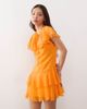 Reclaimed Vintage Reclaimed Vintage mini dress with cape detail and tiers in orange-Multi - 3