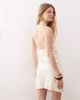 Reclaimed Vintage Reclaimed Vintage mini dress with scarf detail in cream satin jacquard-Multi - 3
