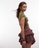 Reclaimed Vintage Reclaimed Vintage mini skort with ruffles in brown eyelet - 2