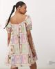 Reclaimed Vintage Reclaimed Vintage mini smock dress in bright postcard print with contrast trim-Multi - 4