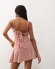 Reclaimed Vintage Reclaimed Vintage mini sun dress with bust seam detail and godets in burgundy stripe-Multi - 3