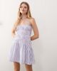 Reclaimed Vintage Reclaimed Vintage mini sun dress with ruching and cross back detail in purple stripe-Multi - 1
