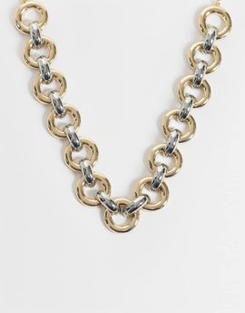 Reclaimed Vintage Reclaimed Vintage mixed metal chunky neck chain in gold tone and silver tone