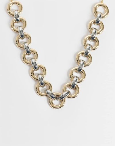 Reclaimed Vintage Reclaimed Vintage mixed metal chunky neck chain in gold tone and silver tone