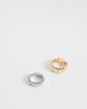 Reclaimed Vintage Reclaimed Vintage mixed plate ribbed band rings 2 pack-Multi - 1