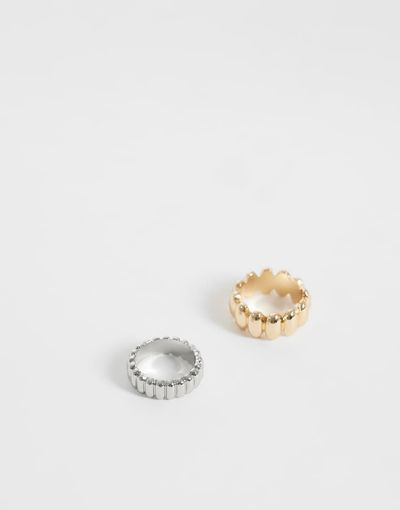 Reclaimed Vintage Reclaimed Vintage mixed plate ribbed band rings 2 pack-Multi