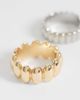 Reclaimed Vintage Reclaimed Vintage mixed plate ribbed band rings 2 pack-Multi - 3