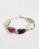 Reclaimed Vintage Reclaimed Vintage molten gold bracelet with multi faux semi precious stones - 1
