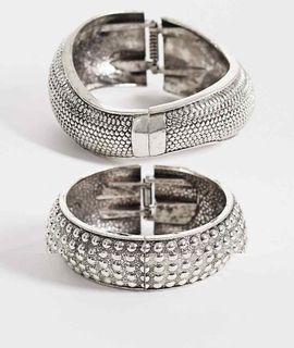 Reclaimed Vintage Reclaimed Vintage multi pack bangles in burnished silver tone
