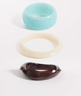 Reclaimed Vintage Reclaimed Vintage multi pack bangles in turquoise