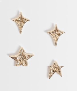 Reclaimed Vintage Reclaimed Vintage multi pack molten star earrings in gold tone