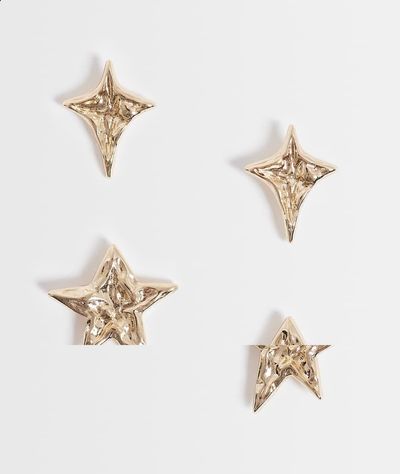 Reclaimed Vintage Reclaimed Vintage multi pack molten star earrings in gold tone