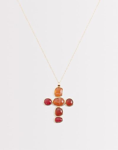 Reclaimed Vintage Reclaimed Vintage necklace with cross pendant in gold tone