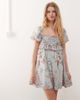 Reclaimed Vintage Reclaimed Vintage off the shoulder babydoll dress with pleats in blue floral print-Multi - 1