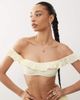 Reclaimed Vintage Reclaimed Vintage off the shoulder bikini top with ruffle in butter yellow-Multi - 1