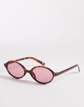 Reclaimed Vintage Reclaimed Vintage oval sunglasses with red lens in tortoiseshell-Brown